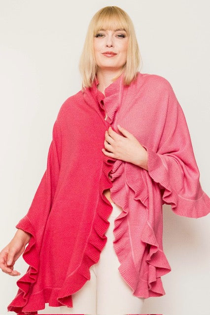 Cashmere Ruffled Shawl Two Tone