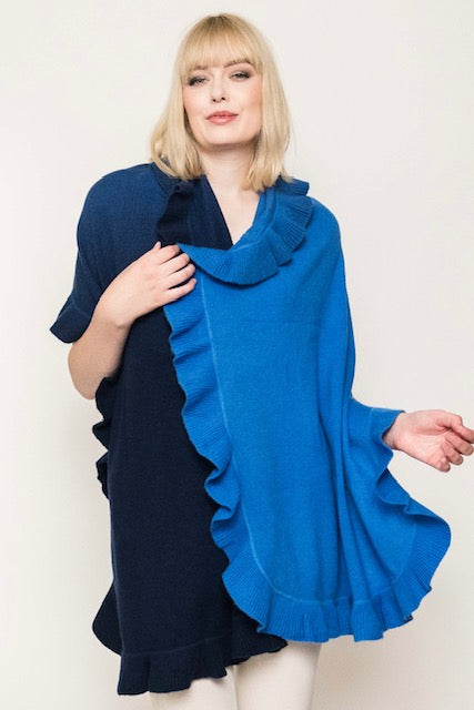 Cashmere Ruffled Shawl Two Tone