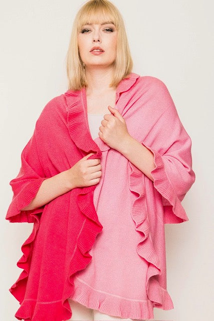 Cashmere Ruffled Shawl Two Tone