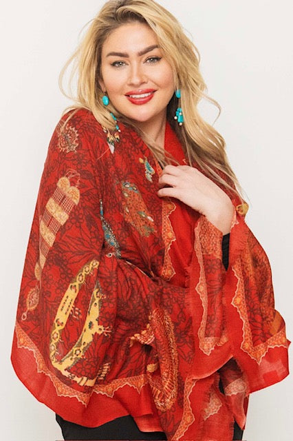 Cashmere Wool Printed Shawl - Winter Sale 50% - At checkout use code Winter50%